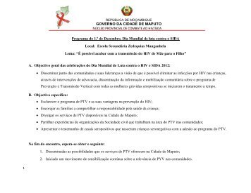 Programa do NPCS Maputo CIdade 1 de Dezembro 2012 ... - CNCS