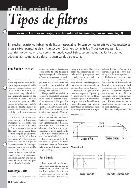 Tipos de filtros - Radio-Noticias, revista digital de radioafición