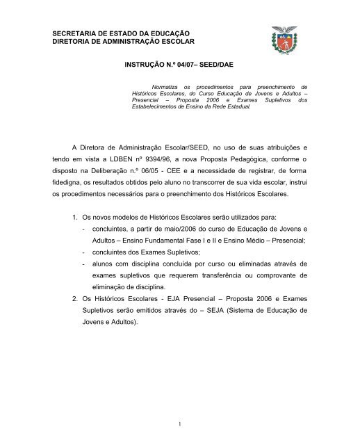 Instrução 04/07 - NRE