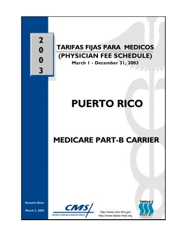 2003 Tarifas fijas para medicos para Puerto Rico - Medicare.fcso.com