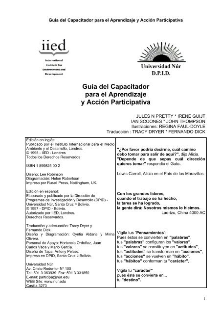 Guía del Capacitador para el Aprendizaje y Acción Participativa