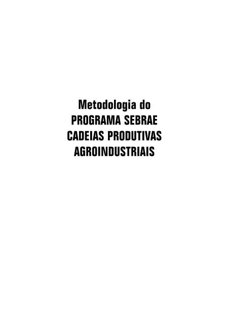 Metodologia do PROGRAMA SEBRAE CADEIAS PRODUTIVAS ...