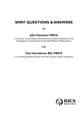 SMM7 QUESTIONS & ANSWERS - RICS