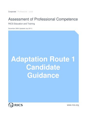 Candidate's Guide - Adaptation Route 1 - RICS