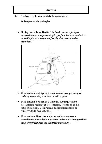 Antenas Parâmetros fundamentais das antenas - 1 Diagrama de ...