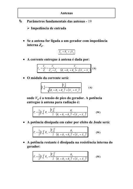 Antenas Parâmetros fundamentais das antenas - 1 Diagrama de ...