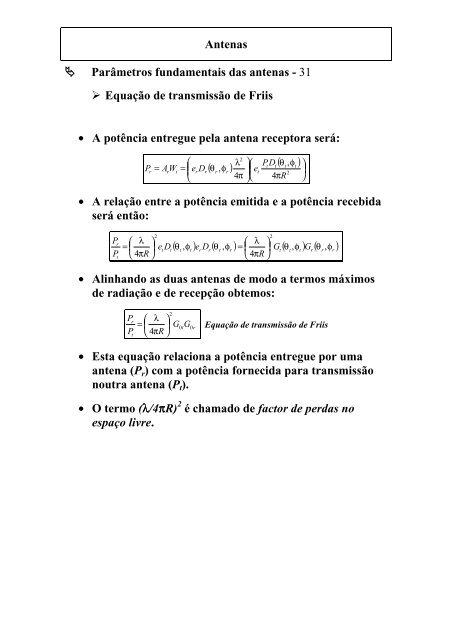 Antenas Parâmetros fundamentais das antenas - 1 Diagrama de ...