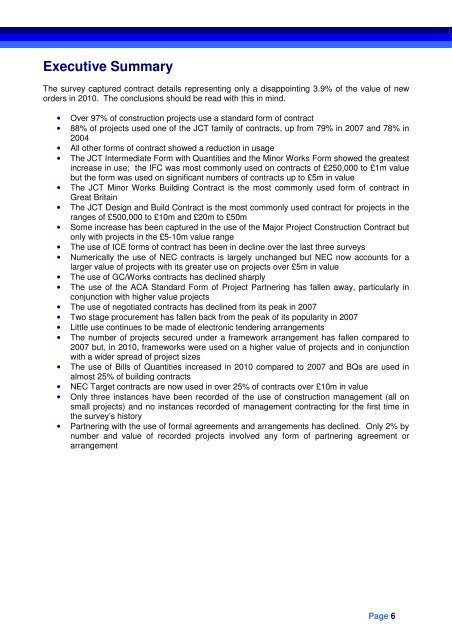 Contracts in Use Survey 2010 - RICS