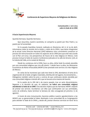 Conferencia de Superiores Mayores de Religiosos de México - CIRM