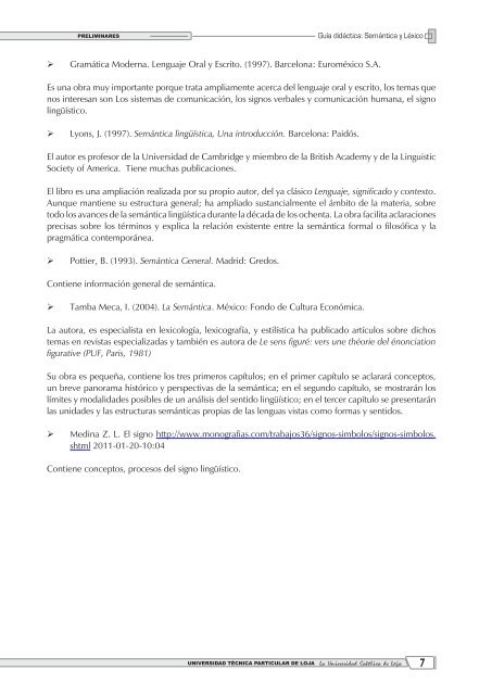 SEMANTICA Y LEXICO - Universidad Técnica Particular de Loja