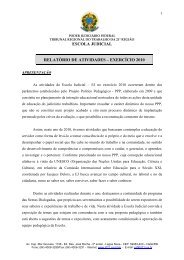 Relatório de atividades 2010. - Tribunal Regional do Trabalho da ...