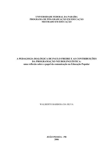 A PEDAGOGIA DIALÓGICA DE PAULO FREIRE E AS ...