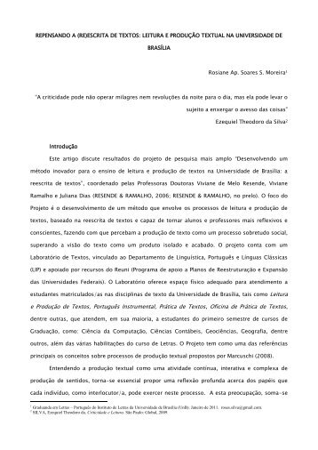 Repensando a (re)escrita de textos - Departamento de Letras