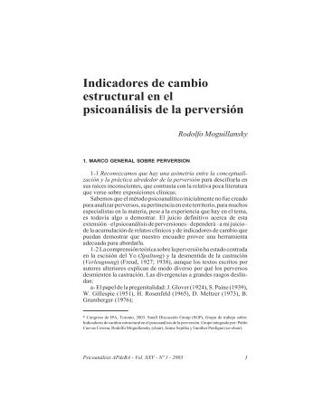 Indicadores de cambio estructural en el psicoanálisis de la perversión