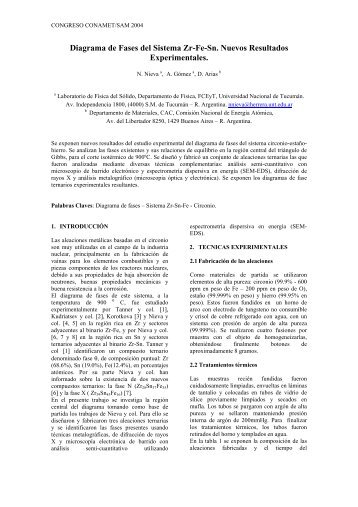 Diagrama de Fases del Sistema Zr-Fe-Sn. Nuevos ... - SAM