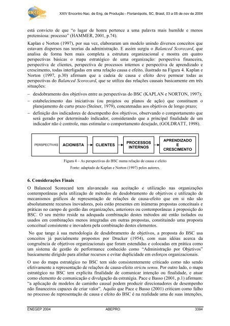 Relações de causa e efeito no diagrama da estratégia do ... - ABEPRO