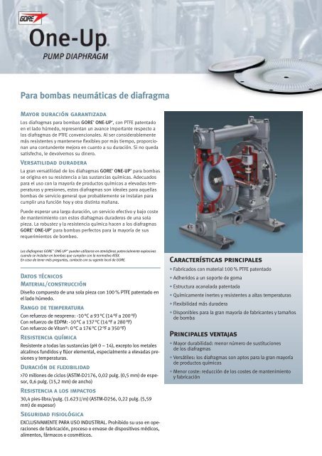 Para bombas neumáticas de diafragma - WL Gore & Associates, Inc.