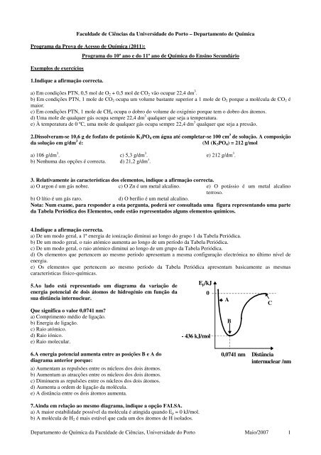 Programa de Química - Universidade do Porto