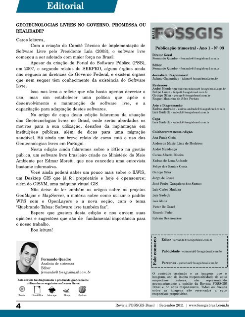 Edição 03 – Setembro de 2011 - Revista FOSSGIS Brasil