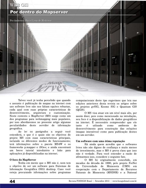 Edição 03 – Setembro de 2011 - Revista FOSSGIS Brasil