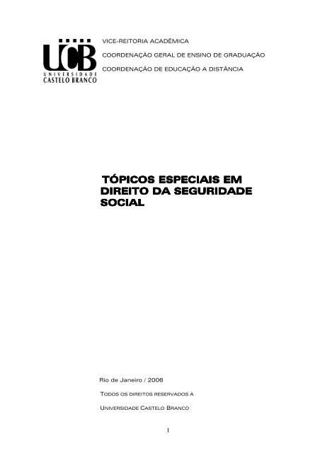 Direito previdenciário ead diagramado - Universidade Castelo Branco