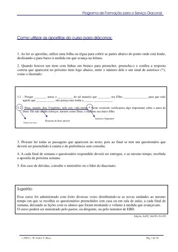 Como utilizar as apostilas do curso para diáconos: - Temas Bíblicos ...