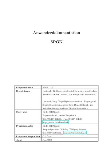 Anwenderdokumentation SPGK - Riedel SfB GmbH
