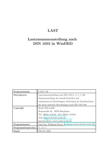 LAST Lastzusammenstellung nach DIN 1055 in ... - Riedel SfB GmbH