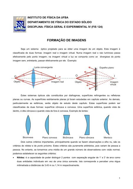 FORMAÇÃO DE IMAGENS - Instituto de Física da UFBA