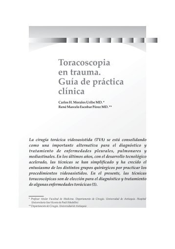 Toracoscopia en trauma. Guía de práctica clínica - Asociación ...
