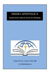 MISSIO APOSTOLICA - Lutheran Society for Missiology