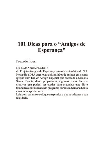 101 Dicas - Amigos da Esperança