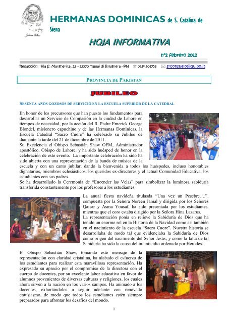 fifebrero 2012 - Suore Domenicane di Santa Caterina da Siena