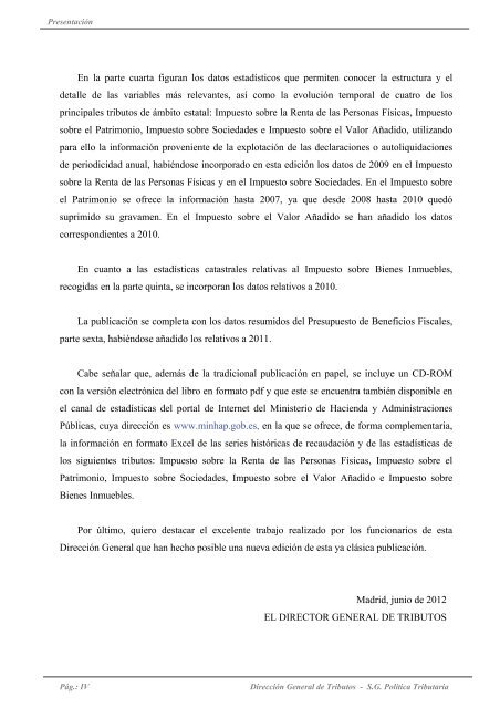 recaudación y estadísticas del sistema tributario español. 2000 - 2010