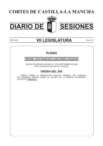 Diario de Sesiones Pleno núm. 022 (04-09-2008) - Cortes de ...