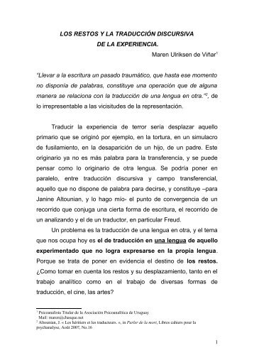 Maren Ulriksen - Asociación Psicoanalítica del Uruguay