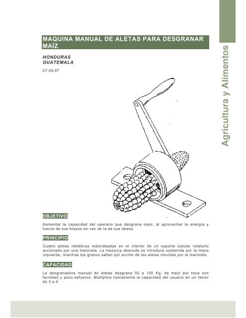 MAQUINA MANUAL DE ALETAS PARA DESGRANAR MAÍZ - ideass