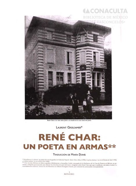 RENE CHAR - Dirección General de Bibliotecas - Consejo Nacional ...