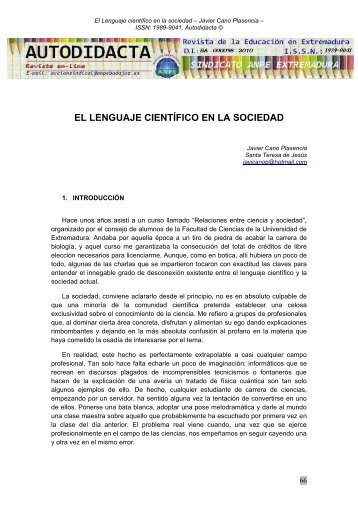 EL LENGUAJE CIENTÍFICO EN LA SOCIEDAD - ANPE BADAJOZ