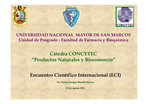 Cátedra CONCYTEC “Productos Naturales y Biocomercio ...