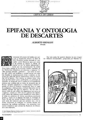 epifanía y ontologia de descartes - Fundación Gustavo Bueno