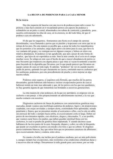 La recova de podencos para la caza menor.pdf - Tecor de Portas