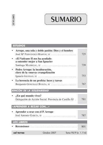 SUMARIO - Editorial Sal Terrae