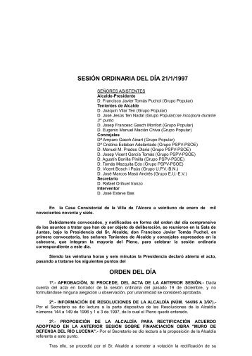 Plenos Municipales 1997 - Ajuntament de L'Alcora
