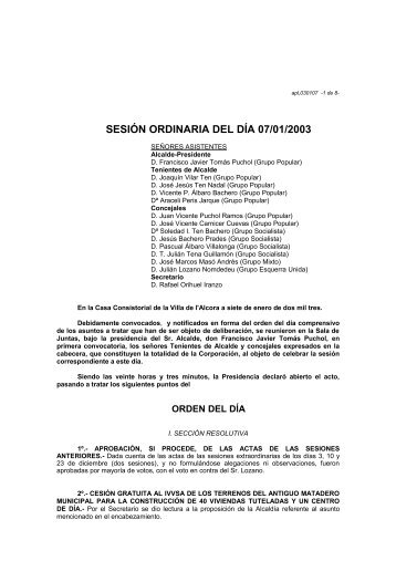Plenos Municipales 2003 - Ajuntament de L'Alcora