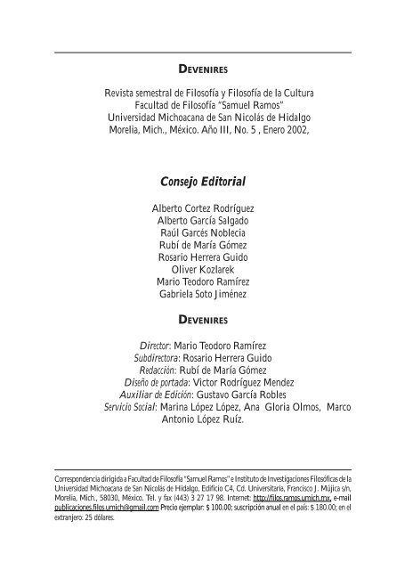 Consejo Editorial - Comunidad de Filosofía - Universidad ...
