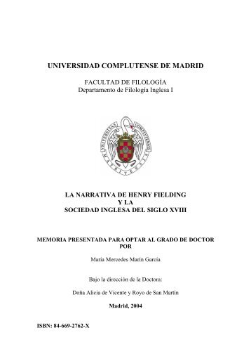 La Narrativa de Henry Fielding y la Sociedad Inglesa del Siglo XVIII