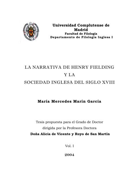 La Narrativa de Henry Fielding y la Sociedad Inglesa del Siglo XVIII