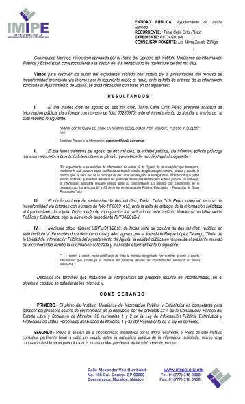 Cuernavaca Morelos, resolución aprobada por el Pleno del ... - Imipe