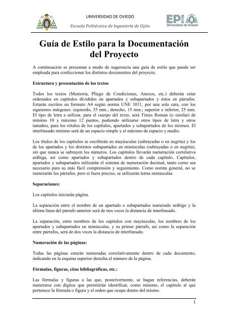 Guía de Estilo para la Documentación del Proyectox - EPI Gijón ...